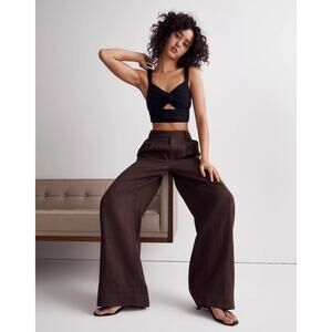 Madewell Black Cutout Knot-Front Crop Tank Top Size XS